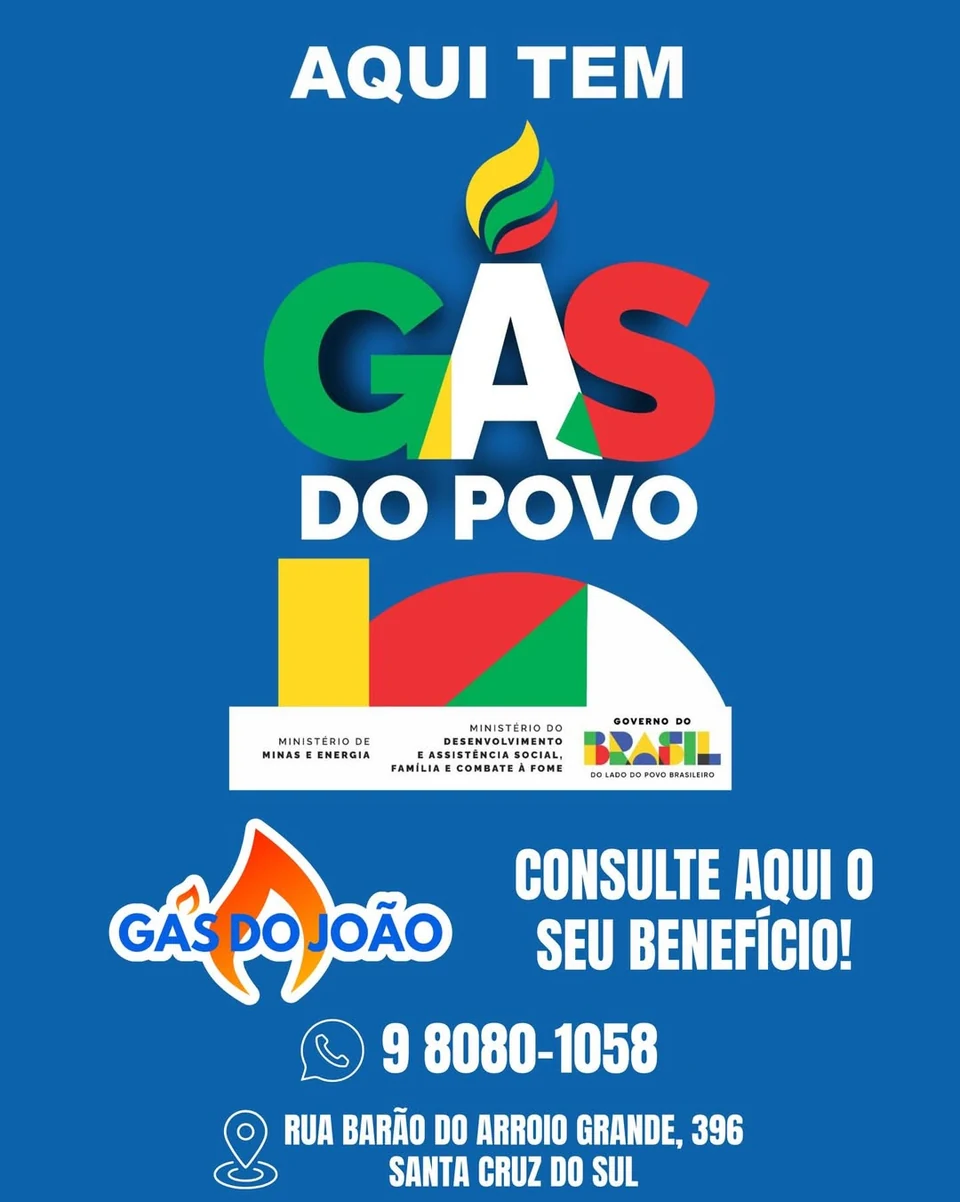 Banner do Gás do Povo informando que o benefício é atendido pelo Gás do João